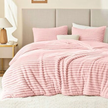 Ensemble de couette en flanelle Ă rayures pour lit simple