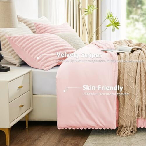 Ensemble de couette en flanelle à rayures pour lit simple 1