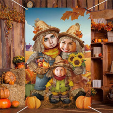 Höstpumpabakgrund för Fotografering, 1,8x1,2 Meter Skörd och Thanksgiving-Bakgrund med Rep