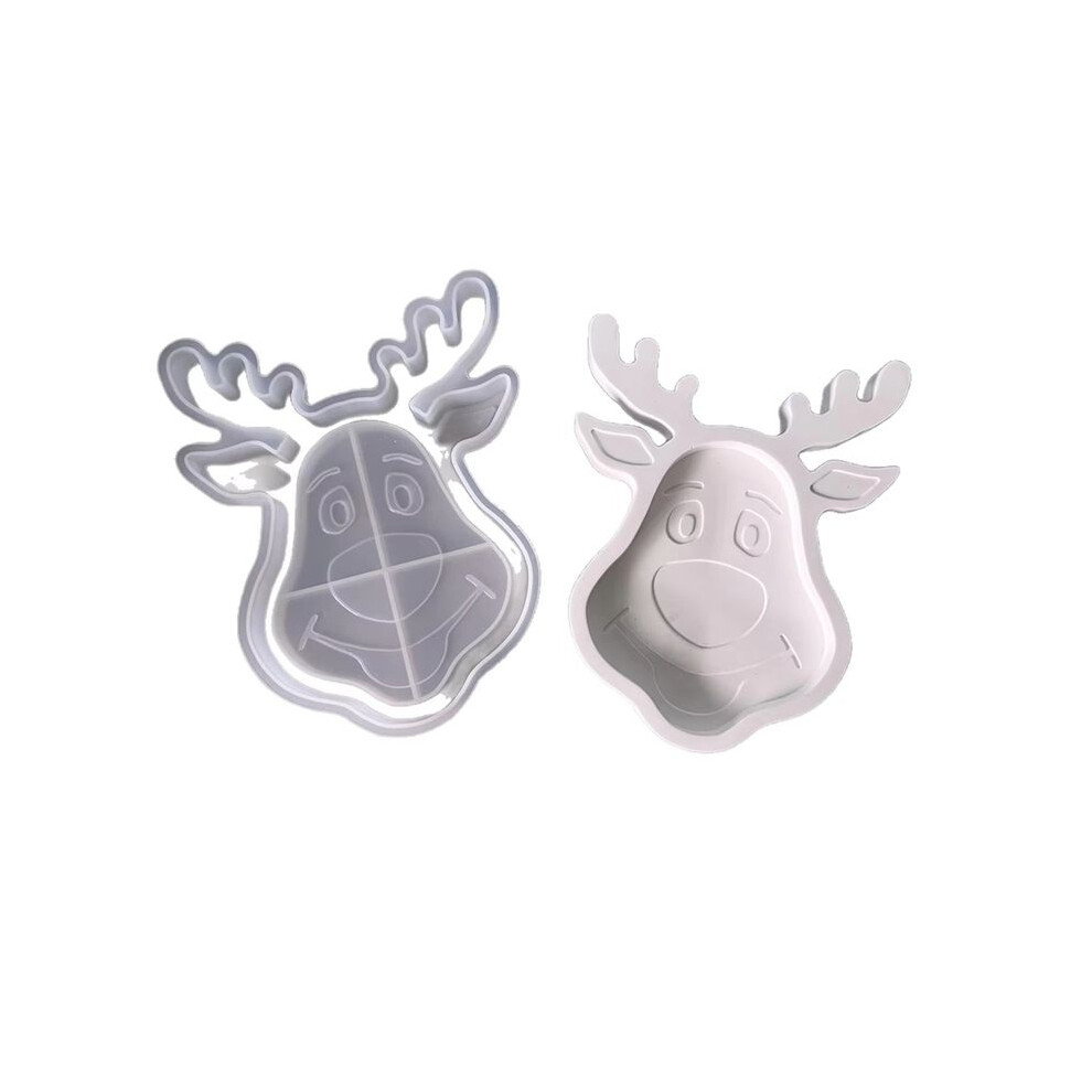 Tauoh Christmas Deer Silicone Mold Snowflake Elktray Dish For Gypsum, Epoxy, Soap Making, Festive Diy Decor Silicone Mould