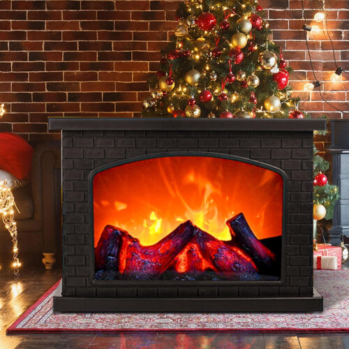 LED Electric Fireplace Lantern with Simulated Flame Effect