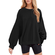 Sudaderas para mujer, corte holgado, cuello redondo, manga larga, camisetas informales, sudaderas ligeras de otoño, sudaderas de tallas grandes para