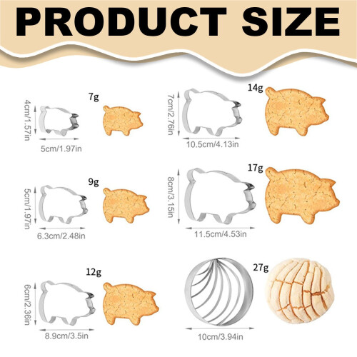 Σετ κουπάτ για μπισκότα Concha/Pig – Μεξικάνικη σφραγίδα ψωμιού & Concha, Ποικιλία κουπάτ 2