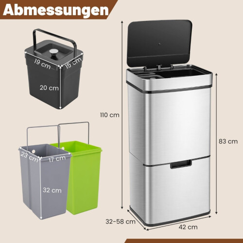 72L Touchless Stainless Steel Trash Can with Sensor 2