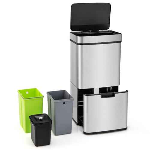 72L Touchless Stainless Steel Trash Can with Sensor 1
