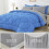 Ensemble de couette 7 pièces pour lit queen, bleu royal et gris clair 3