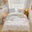 Parure de lit double rose en polyester avec volants en dentelle 2