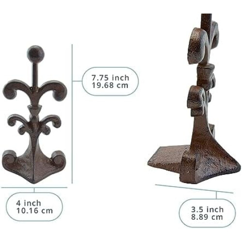 Στοπ πόρτας από χυτοσίδηρο Fleur-de-Lis – Ρουστίκ φινίρισμα – 1 τεμ. 2