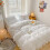 Parure de lit double rose en polyester avec volants en dentelle 5