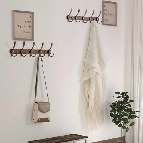 Επιτοίχια Ράφι Παλτών 5Hooks από Ροζ Χρυσό Ανοξείδωτο Ατσάλι 1