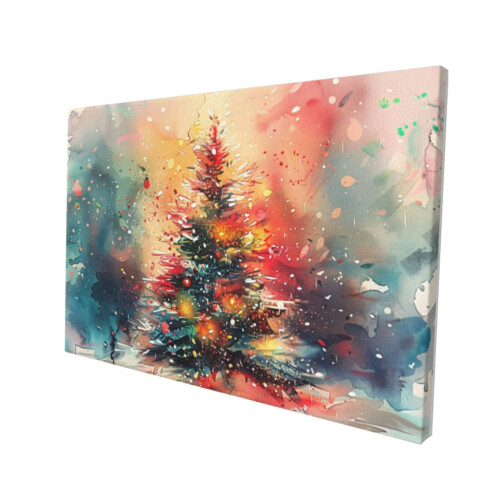 Impression sur toile aquarelle sapin de Noël 12x18 pouces 2