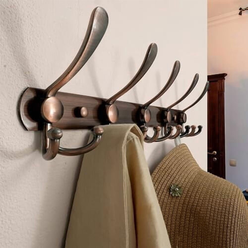 Επιτοίχια Ράφι Παλτών 5Hooks από Ροζ Χρυσό Ανοξείδωτο Ατσάλι 2