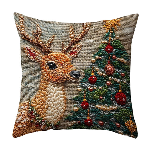Julepudebetræk 45x45 cm bomuld med juleprint 1