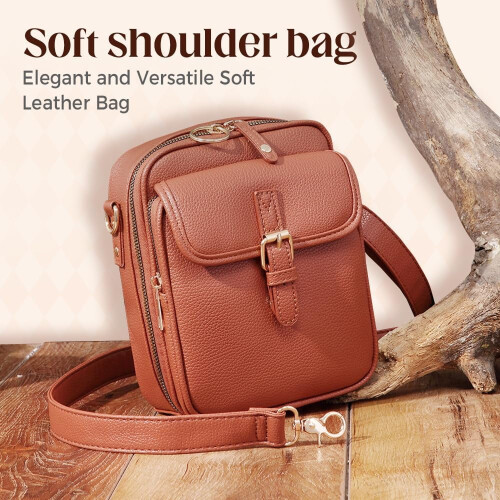 Bolsa transversal feminina em couro PU com vários compartimentos 1