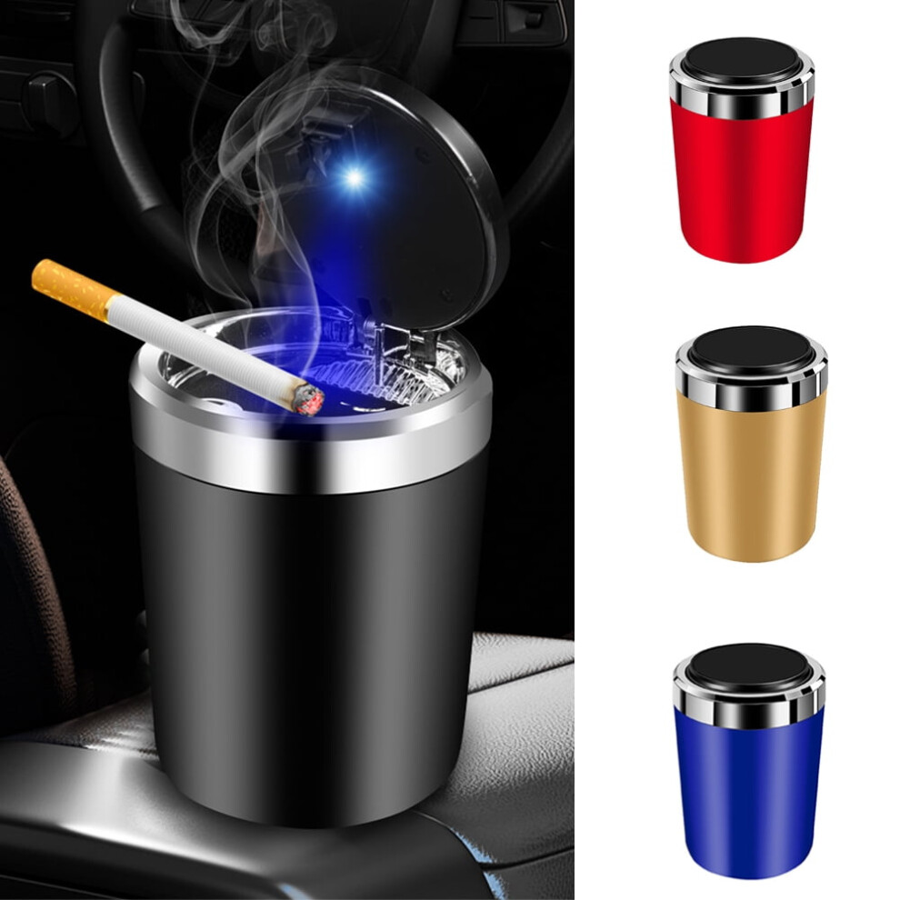 Portable Car Ashtray With Lid, Led & Windproof Design Â Smokeless, Easy-Clean, Compatible With All Cars Blue/Light 9448990352944