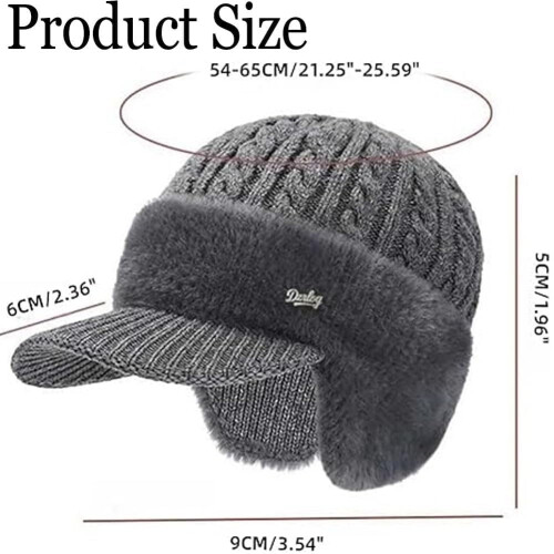 Cappelli da uomo Coldshield Trapper Blocking Knitted, cappelli a maglia con visiera e paraorecchie e visiera in lana. 1