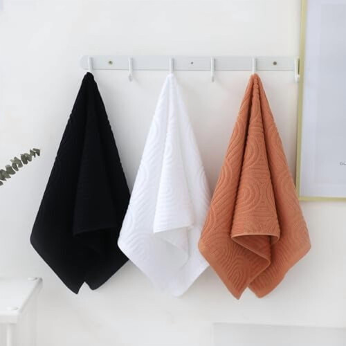 Lot de 4 serviettes à mains rayées, 100 % coton blanc 2