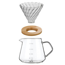 Coffee Filter Cup with Wood Stand 600ml Coffee Machine Hand Brew Coffee Pot Set Coffee Maker Cup Accessories