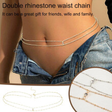 SSKFHGI XIAOBAN Simple Double Layer Bead Chain Ladies Waist Belly Chain Belly Belt Chain Fashion Women Jewelry Spring Summer Gifts Body