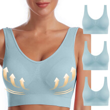 3-delige set draadloze bh's voor dames, plus size, ademende bh, sportbh, bh met volledige cup, comfortabele sportbh, ondergoed, maat S-6XL