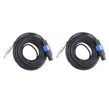 2 Stuks 50 Ft Speakon Naar 1/4 Inch Mannelijke Luidsprekerkabels 12 Gauge AWG-Draad Audioversterker-Aansluitsnoer 6,35 mm DJ/PA-Luidsprekerkabeldraad