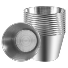 Opakowanie 12 - Premium Szczotkowane Kubki na Sos do Przypraw Ze Stali Nierdzewnej Przyprawy Garnki Miski z PłYnnymi Dipami - 2.5Oz 70Ml