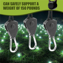 6Pcs 1/8 Inch Heavy-Duty Adjustable Growth Light Ratchet Rope Hanger, Used for Gardening of Growing Lamps