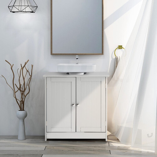White Under Sink Bathroom Cabinet Under Basin Storage Unit 60x60x30cm 1