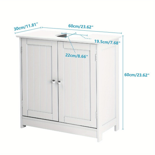 White Under Sink Bathroom Cabinet Under Basin Storage Unit 60x60x30cm 2