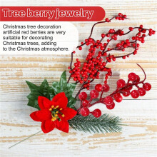 20PCS Artificial Red Berries Fake Flowers Fruits Berry Stems Crafts Floral Bouquet for Wedding Christmas Tree Decoration