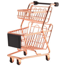 Doppel Schichten Einkaufs Wagen Modell Schmiede Eisen Supermarkt Trolley Metall Rose Gold Ablage Korb Rose Gold
