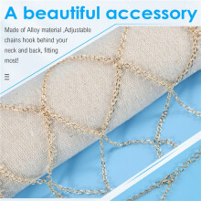 Women's Halterneck Mesh Body Chain Bralette Bikini Bra Necklaces Stomachers(Gold)