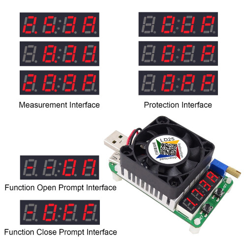 Electronic Load Resistor Usb Interface Discharge Battery Test Led Display Fan Adjustable Current Voltage 25W/35W(Ld35) 2