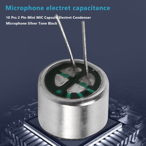 10 Pcs 2 Pin  MIC Capsule Electret Condenser Microphone Silver Tone Black 2