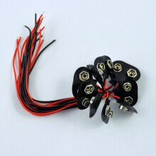 SODIAL(R) 10 Pcs Black Faux Leather Shell T Type Wired 9V Battery Clip Connector