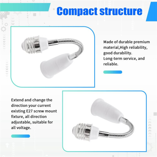 19cm Long Flexible  Neck E27 to E27 LED Light Bulb Extension Adapter