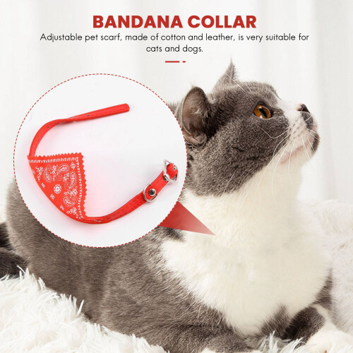 Adjustable Pet Dog Cat Bandana Scarf Collar Small Size Red