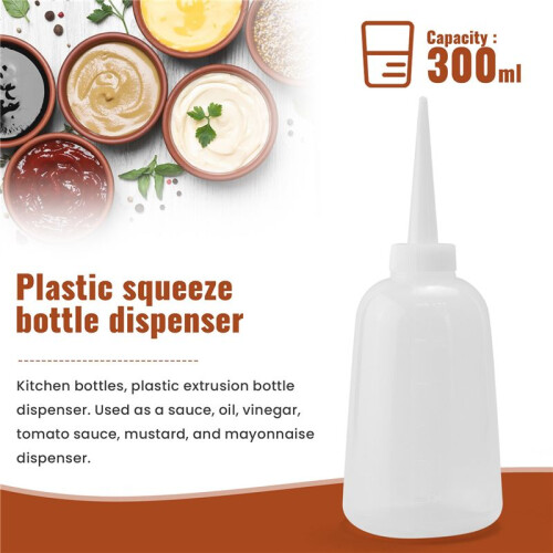 Clear White Plastic Sauce Oil Liquid Dispensing Squeeze Bottle 300ml 2
