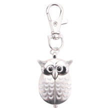 Owl Pocket Watch with Key Chain 40 x 25 mm Silver