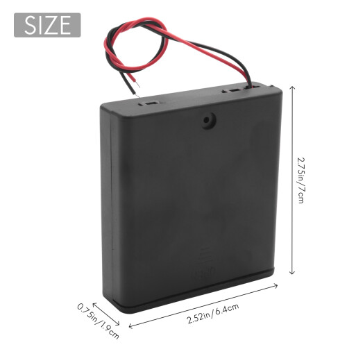 /OFF  5.5" Leads Battery Holder Box Case for 4 x 1.5V AA Batteries