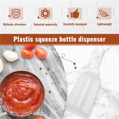 Clear White Plastic Sauce Oil Liquid Dispensing Squeeze Bottle 300ml 2