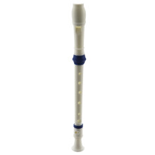 Students Plastic 8 Holes Soprano Recorder Flute Beige w Cleaning Stick