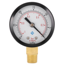 Pressure Gauge - 0 - -30inHg  0 - -1 bar  Dial Air Pressure Gauge Barometer meters Vacuum gauge dual scale dial Black