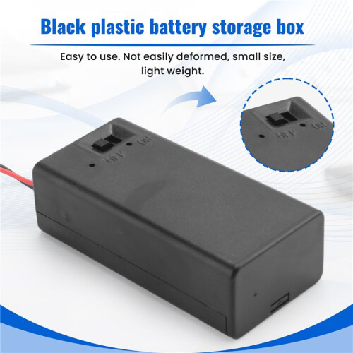 Black Plastic Storage Pair SBH-9V Batteries  Battery Holder Case Box