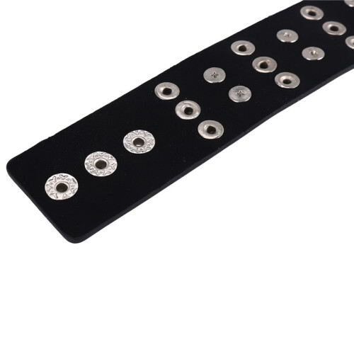 Metal leather men bracelet with Spikes Studded Black 2