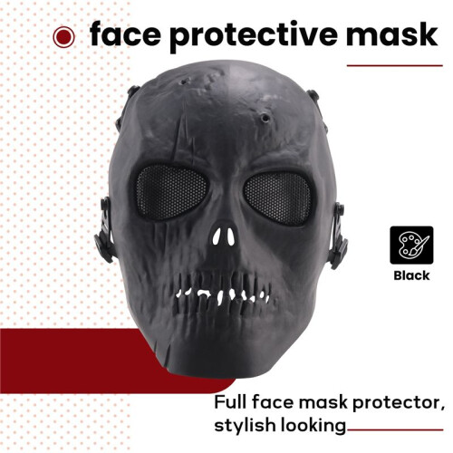 Airsoft Mask Skull Full Protective Mask - Black 2