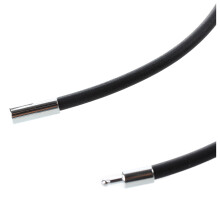 3mm Black Rubber Cord Necklace with Stainless Steel Closure - 24 Inch