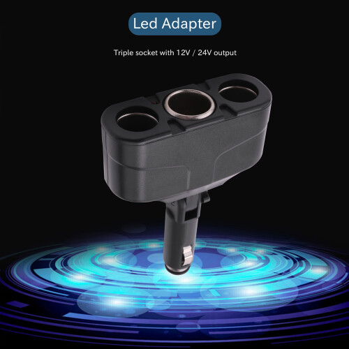 3 way Socket Car Cigarette Lighter Splitter Led Adapter 2