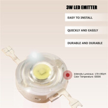 20 Pcs High Power 2 Pin 3W White LED Bead Emitters 170-190Lm 6000K