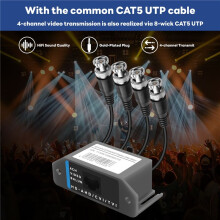 4-Channel Video Balun BNC UTP CAT5-SäNdare för CCTV/öVervakningskamera Trend